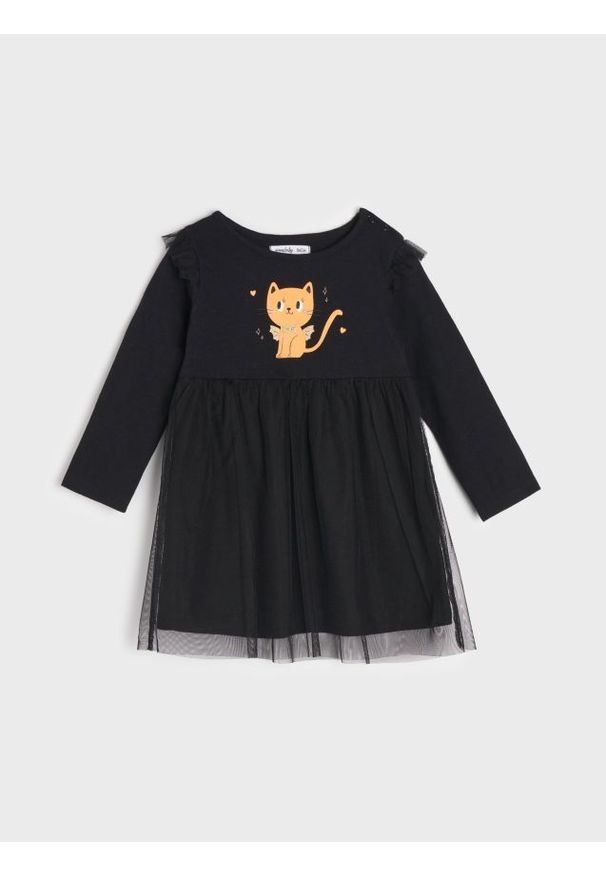 Sinsay - Kombinezon - czarny. Kolor: czarny. Materiał: tiul. Wzór: nadruk