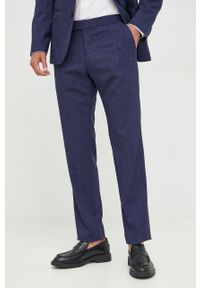 BOSS garnitur wełniany kolor granatowy wzorzysta. Kolor: niebieski. Materiał: wełna #6