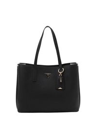 Guess - GUESS Czarna damska shopperka Meridian Girlfriend. Kolor: czarny. Materiał: skórzane. Styl: elegancki, casual