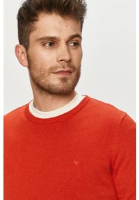 Tom Tailor - Sweter. Okazja: na co dzień. Kolor: czerwony. Materiał: bawełna, dzianina. Długość rękawa: długi rękaw. Długość: długie. Wzór: gładki. Styl: casual #4