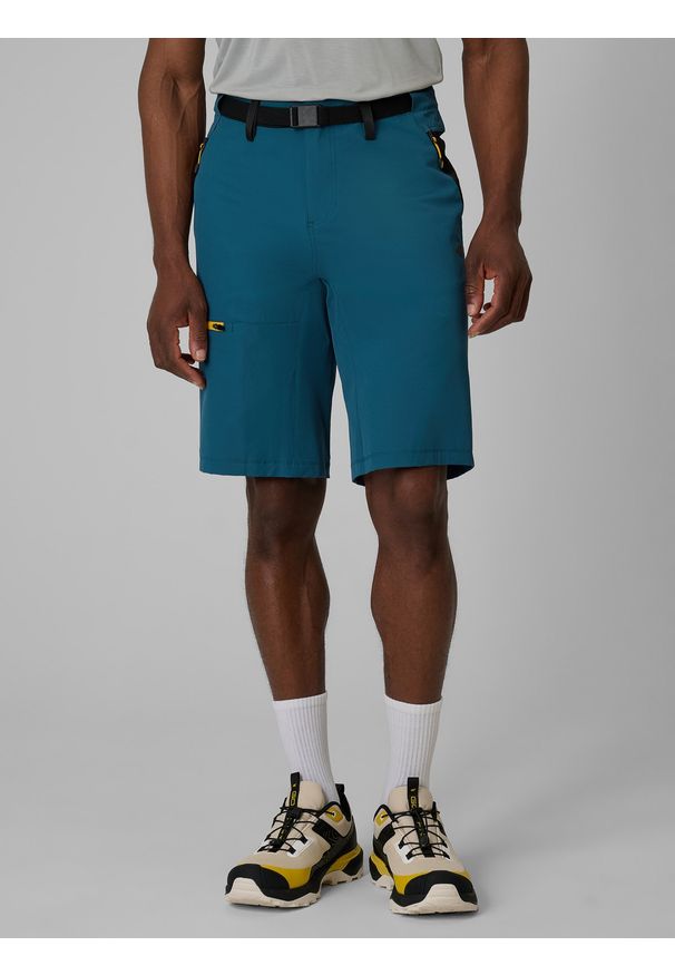 4f - 4F Spodenki trekkingowe szybkoschnące męskie - granatowe L. Kolor: niebieski. Materiał: tkanina, włókno, materiał. Długość: długie. Sport: turystyka piesza