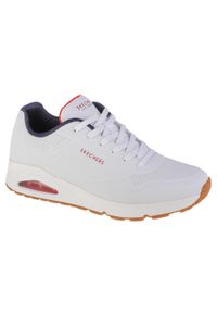 skechers - Męskie UNO STAND ON AIR Sneakersy Biały / Granatowy. Kolor: biały, wielokolorowy, niebieski. Materiał: guma, materiał, syntetyk, poliester. Sport: turystyka piesza