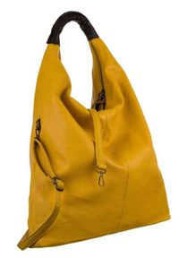 FLORA & CO - Hobo bag żółty Flora&Co 9909 MOUTARDE. Kolor: żółty. Materiał: skórzane