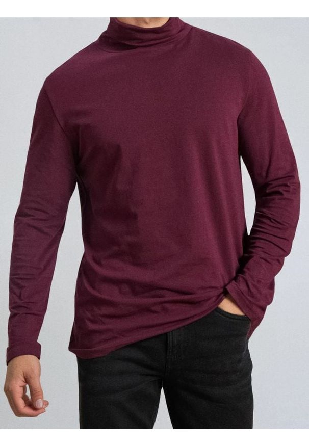 Sinsay - Bawełniany golf basic - bordowy. Typ kołnierza: golf. Kolor: czerwony. Materiał: bawełna