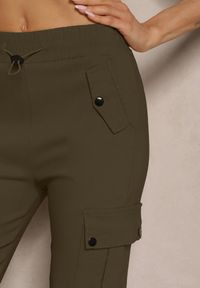 Renee - Ciemnozielone Spodnie Cargo z Bawełną High Waist Evianirae. Okazja: na co dzień. Stan: podwyższony. Kolor: zielony. Materiał: bawełna. Styl: casual #5
