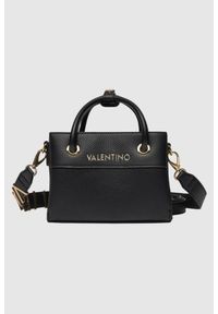 Valentino by Mario Valentino - VALENTINO Mała czarna torebka Alexia. Kolor: czarny. Wzór: paski