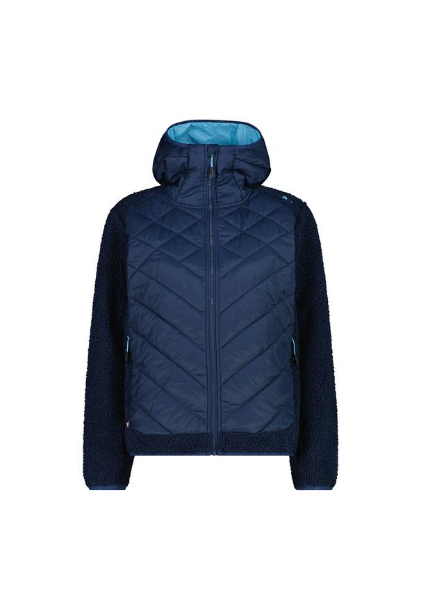 Kurtka puchowa damska z odpinanym kapturem CMP. Kolor: niebieski. Materiał: puch. Sport: turystyka piesza