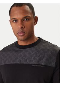 Karl Lagerfeld - KARL LAGERFELD T-Shirt 755030 561221 Czarny Regular Fit. Typ kołnierza: dekolt w karo. Kolor: czarny. Materiał: bawełna #3