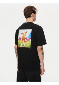 Hugo T-Shirt Dowidom 50513834 Czarny Relaxed Fit. Kolor: czarny. Materiał: bawełna