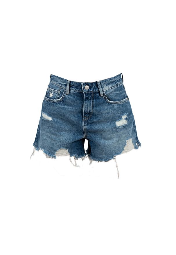 Pepe Jeans Szorty "Marly" | PL801009 | Marly | Kobieta | Niebieski. Okazja: na co dzień. Stan: podwyższony. Kolor: niebieski. Materiał: bawełna. Wzór: aplikacja, haft. Styl: casual
