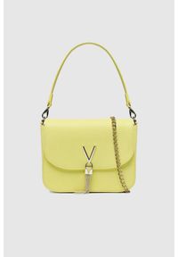 Valentino by Mario Valentino - VALENTINO Żółta torebka na ramie z ozdobnym V divina shoulder bag. Kolor: żółty #1