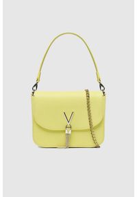 Valentino by Mario Valentino - VALENTINO Żółta torebka na ramie z ozdobnym V divina shoulder bag. Kolor: żółty