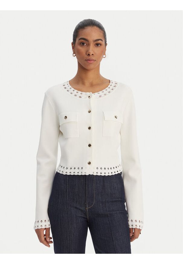 Fracomina Kardigan FR26ST8010K52401 Écru Regular Fit. Kolor: kremowy. Materiał: wiskoza, syntetyk