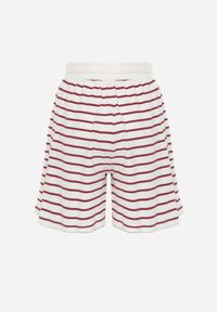 Born2be - Czerwono-Białe Bawełniane Szorty w Paski z Wysokim Stanem w Stylu Casual Naunea. Okazja: na co dzień. Stan: podwyższony. Kolor: biały. Materiał: bawełna. Długość: długie. Wzór: paski. Sezon: lato. Styl: casual #6