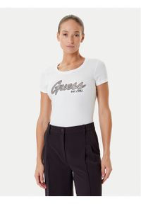 Guess T-Shirt W5YI16 J1314 Biały Regular Fit. Kolor: biały. Materiał: bawełna