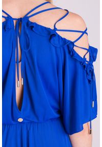 Chabrowa wiązana sukienka Versace Collection. Kolor: niebieski. Styl: elegancki #4