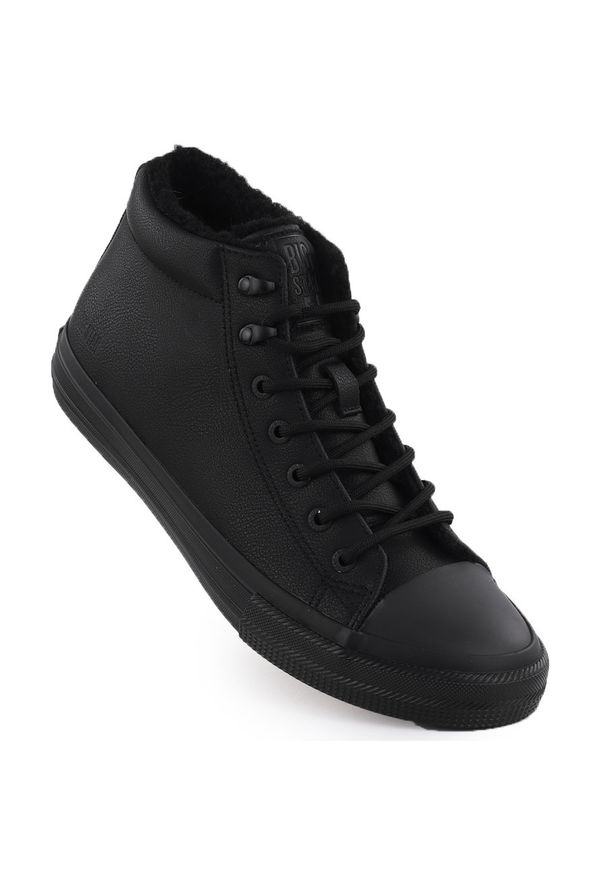 Big-Star - Trampki męskie za kostkę ocieplane czarne Big Star OO174607. Wysokość cholewki: za kostkę. Kolor: czarny. Materiał: skóra ekologiczna