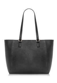 Ochnik - Torebka damska z lampasami i logo. Kolor: czarny. Wzór: aplikacja. Materiał: skórzane. Rodzaj torebki: na ramię #7