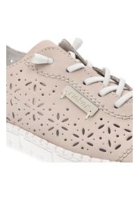 Różowe Półbuty Rieker Wygodne Obuwie Damskie. Kolor: różowy. Wzór: ażurowy. Styl: sportowy #4