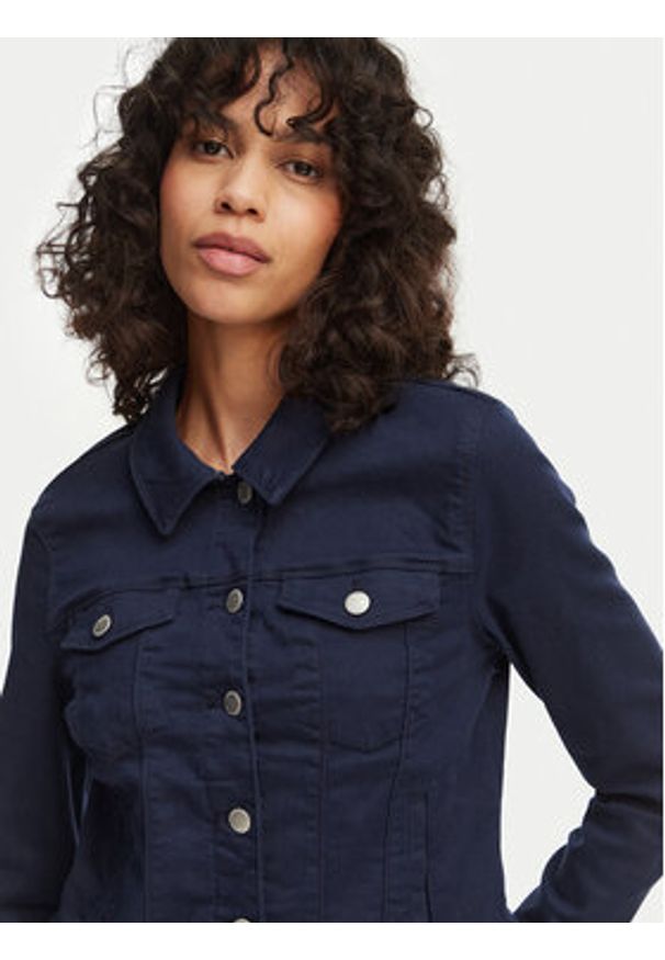 Vero Moda Kurtka jeansowa Wild 10284492 Granatowy Regular Fit. Kolor: niebieski. Materiał: bawełna
