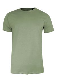 Brave Soul - T-Shirt (Koszulka) Oliwkowy Bez Nadruku, Okrągły Dekolt, Postrzępione Brzegi -BRAVE SOUL- Męski. Okazja: na co dzień. Kolor: oliwkowy. Materiał: bawełna. Styl: casual #1