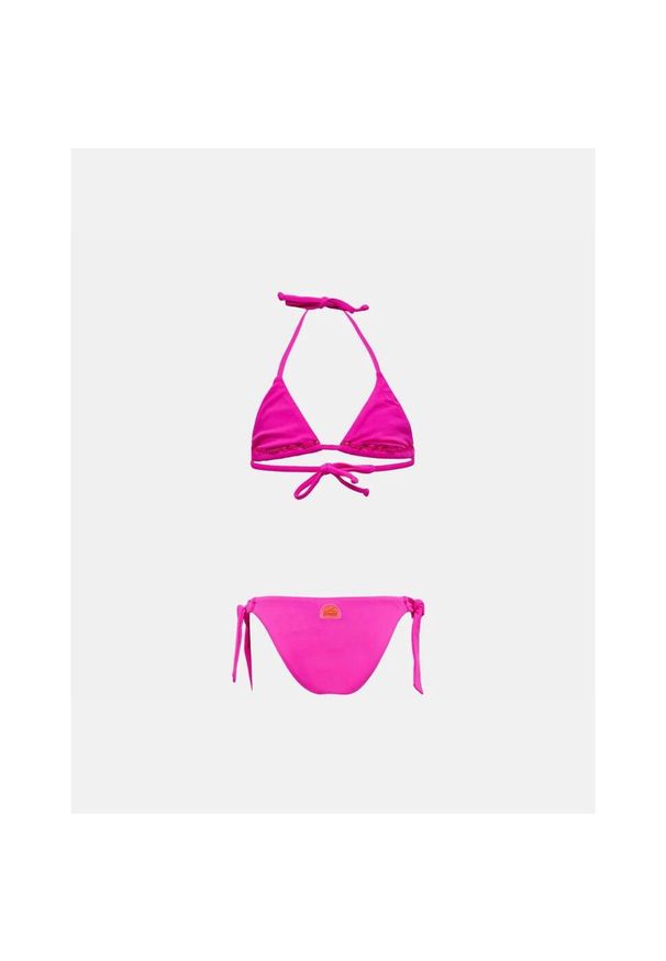 Puma - Strój kąpielowy dziewczęcy Sundek Mini Yuma dwuczęściowy. Typ kołnierza: polo. Kolor: różowy. Materiał: poliamid, elastan. Sport: piłka nożna