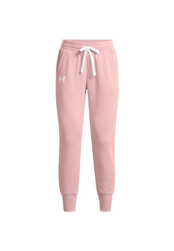 Spodnie Under Armour Rival Fleece, Kobiety. Kolor: biały, różowy, wielokolorowy. Materiał: bawełna, materiał. Sport: fitness