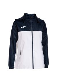 Kurtka tenisowa damska Joma Montreal Raincoat. Typ kołnierza: kaptur. Kolor: niebieski, wielokolorowy, biały. Sport: tenis