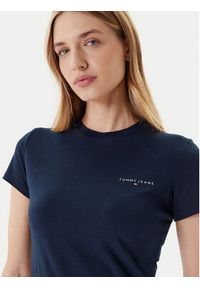 Tommy Jeans T-Shirt Linear DW0DW21164 Granatowy Slim Fit. Kolor: niebieski. Materiał: bawełna #5
