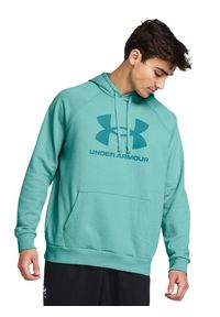 Under Armour - Bluza fitness męska UNDER ARMOUR Rival Fleece Logo z kapturem. Typ kołnierza: kaptur. Kolor: zielony, niebieski, wielokolorowy. Sport: fitness