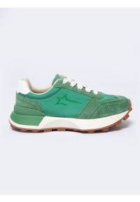 Big-Star - Sneakersy damskie z zamszowymi wstawkami zielone NN274960 301. Kolor: zielony. Materiał: zamsz