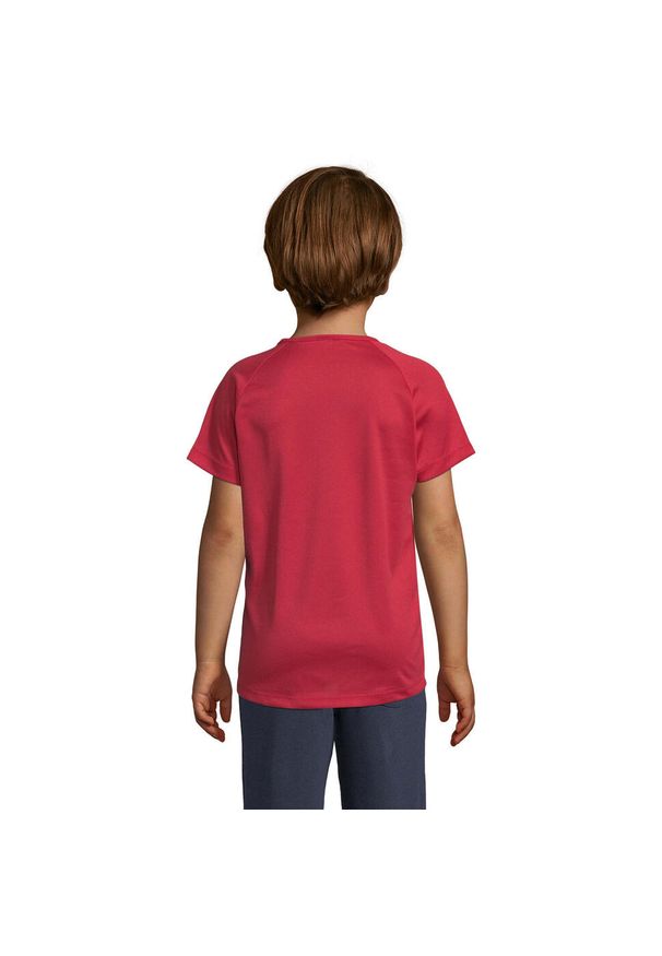 SOL'S - Koszulka Dziecięca Sportowa Raglanowa. Kolor: czerwony. Długość rękawa: raglanowy rękaw. Sport: turystyka piesza