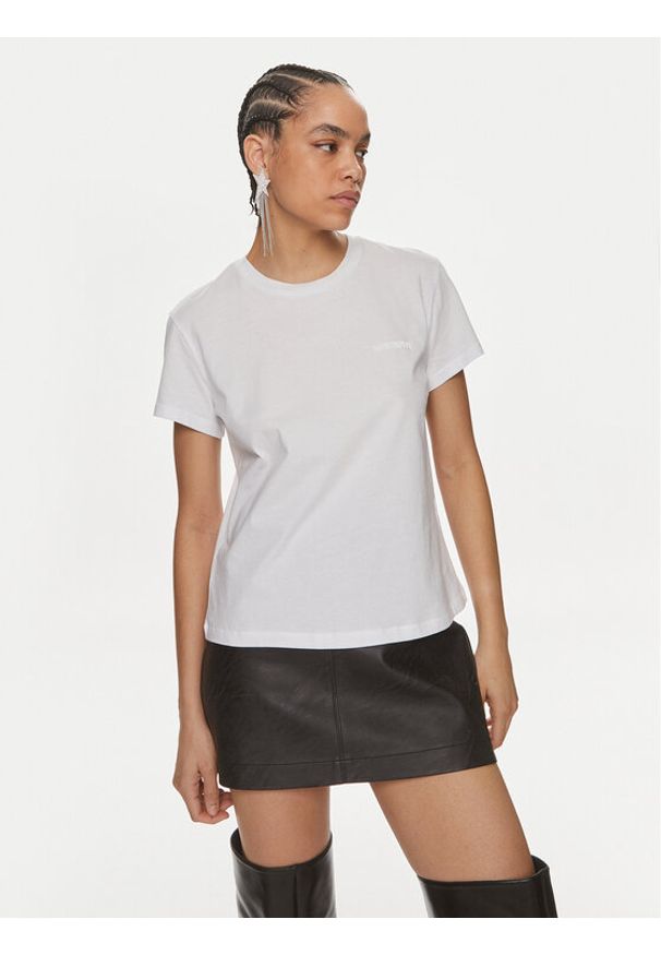 Patrizia Pepe T-Shirt 2M4373/J111-W103 Biały Regular Fit. Kolor: biały. Materiał: bawełna
