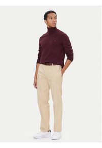 TOMMY HILFIGER - Tommy Hilfiger Golf MW0MW28048 Bordowy Regular Fit. Typ kołnierza: golf. Kolor: czerwony. Materiał: bawełna #3