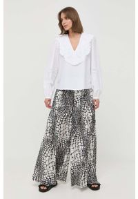 TwinSet - Twinset bluzka bawełniana damska kolor biały. Okazja: na co dzień. Kolor: biały. Materiał: bawełna. Długość rękawa: długi rękaw. Długość: długie. Wzór: haft. Styl: casual #2