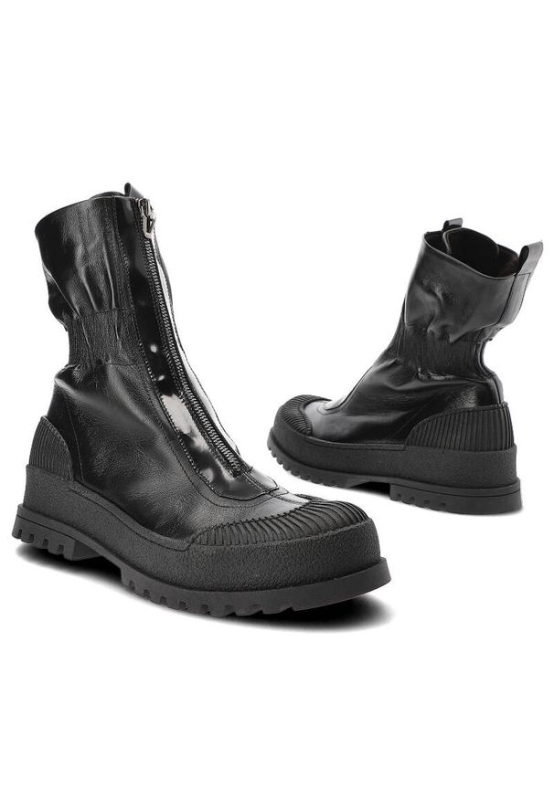 Czarne Botki Armodo Modne Obuwie Damskie. Zapięcie: zamek. Kolor: czarny. Materiał: materiał, skóra. Styl: elegancki