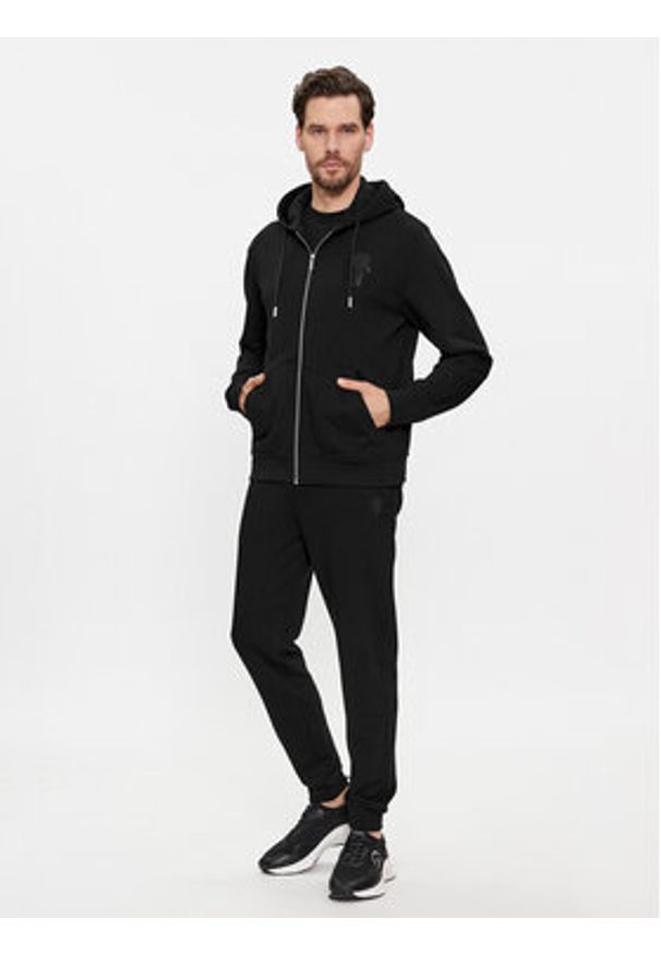 Karl Lagerfeld - KARL LAGERFELD Bluza 705401 541900 Czarny Regular Fit. Typ kołnierza: dekolt w karo. Kolor: czarny. Materiał: bawełna