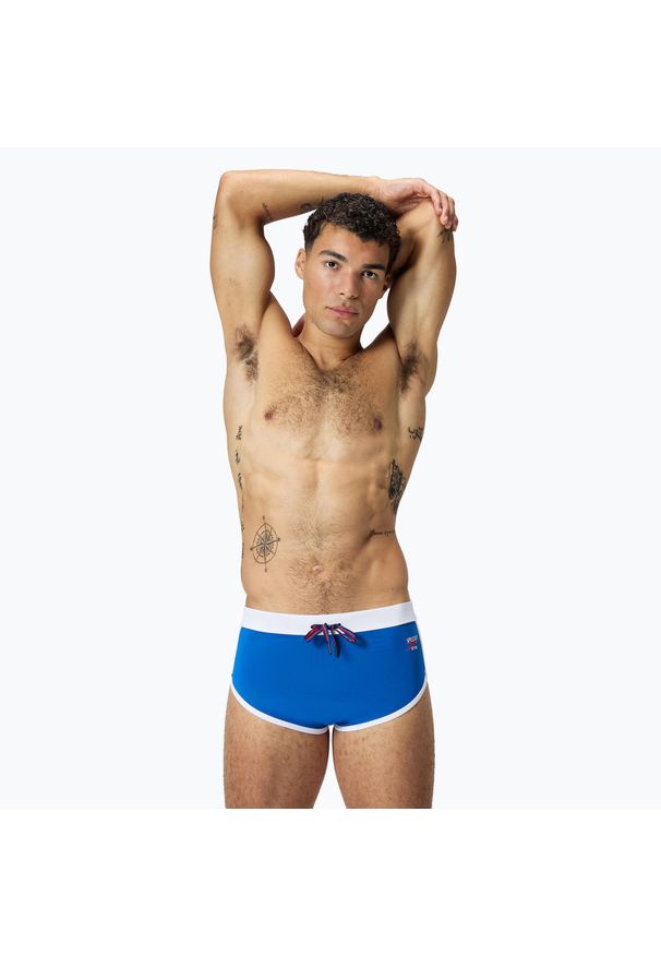 Kąpielówki męskie Speedo Jetstream Retro Logo Brief. Kolor: niebieski