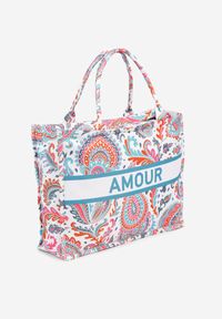 Born2be - Pomarańczowa Geometryczna Torebka Shopper w Ornamentalny Wzór Alisetha. Kolor: pomarańczowy. Wzór: geometria. Styl: elegancki, casual #3