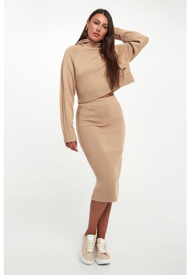 Armani Exchange - Spódnica midi wełniana ARMANI EXCHANGE. Materiał: wełna