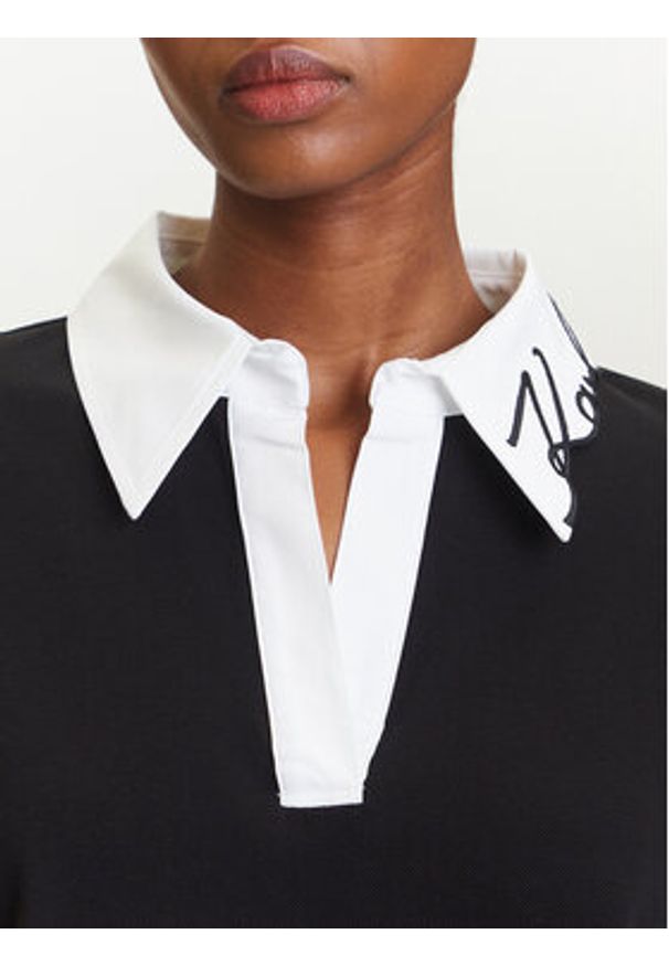 Karl Lagerfeld - KARL LAGERFELD Polo A3W17113 Czarny Regular Fit. Typ kołnierza: polo. Kolor: czarny. Materiał: bawełna