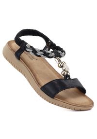 Sandały damskie na gumki czarne S.Barski KV61-6051. Kolor: czarny. Materiał: skóra ekologiczna #1