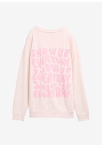 bonprix - Bluza oversize marki Tom Tailor. Kolor: różowy. Wzór: napisy