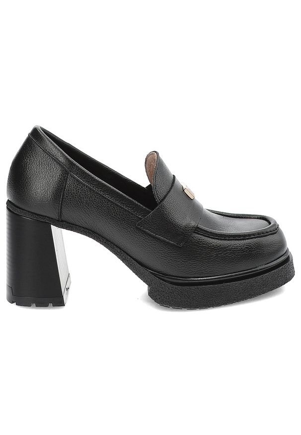 Czarne Półbuty Armodo Eleganckie Obuwie Damskie Na Obcasie. Kolor: czarny. Materiał: skóra. Obcas: na obcasie. Styl: elegancki. Wysokość obcasa: średni