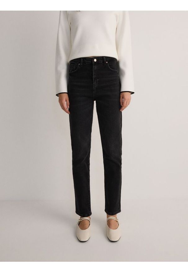 Reserved - Jeansy slim fit - czarny. Stan: podwyższony. Kolor: czarny