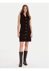 Vero Moda Sukienka codzienna Eden 10333959 Brązowy Regular Fit. Okazja: na co dzień. Kolor: brązowy. Materiał: bawełna. Typ sukienki: proste. Styl: casual
