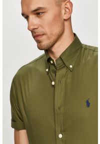 Polo Ralph Lauren - Koszula bawełniana. Okazja: na co dzień. Typ kołnierza: polo. Kolor: zielony. Materiał: bawełna. Długość rękawa: krótki rękaw. Długość: krótkie. Styl: casual #1