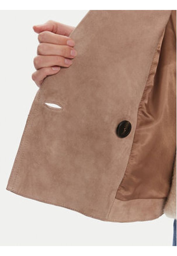 Weekend Max Mara Kurtka skórzana Maga 2525446061 Brązowy Regular Fit. Kolor: brązowy. Materiał: skóra