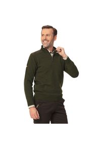 TAGART - Sweter myśliwski męski Thorn 2 ze stójką z wełny. Typ kołnierza: kołnierzyk stójkowy. Kolor: zielony. Materiał: wełna. Sport: outdoor