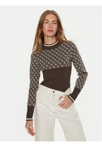 Guess Sweter Lise W3BR81 Z37K0 Brązowy Regular Fit. Kolor: brązowy. Materiał: syntetyk